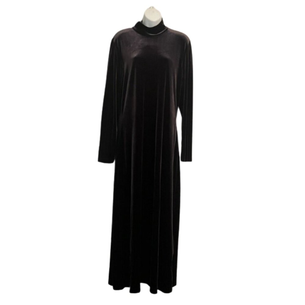 Express Tricot Maxi Sheath Dress Purple Velvet Velour High Collar Goth Y2K
